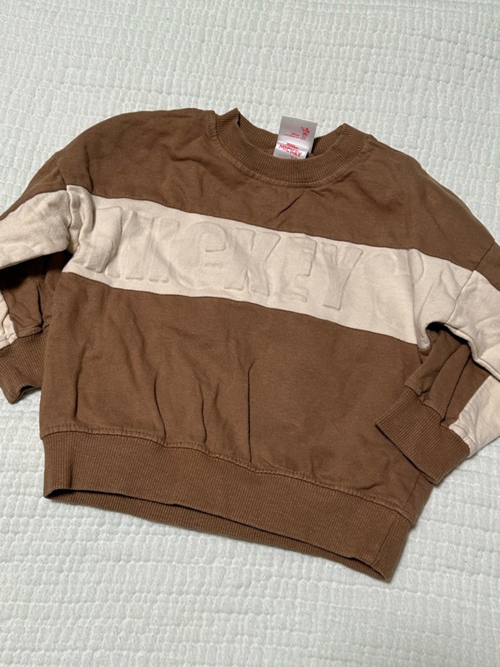 Disney Kids Two-Tone Beige Mickey Crewneck Sweatshirt